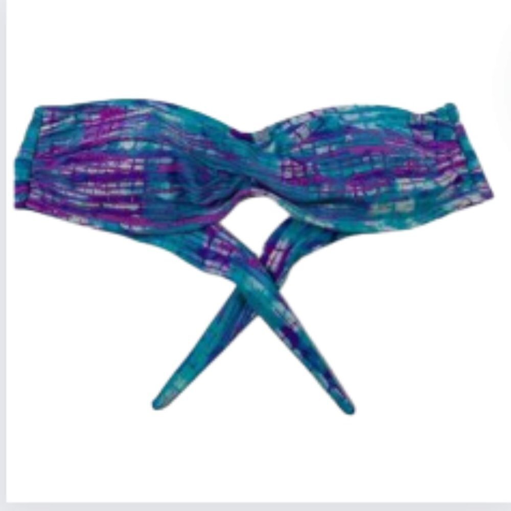 Delia*s Aqua Purple Bandeau Swim Top, Medium